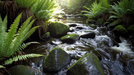 stream in a lush forest
