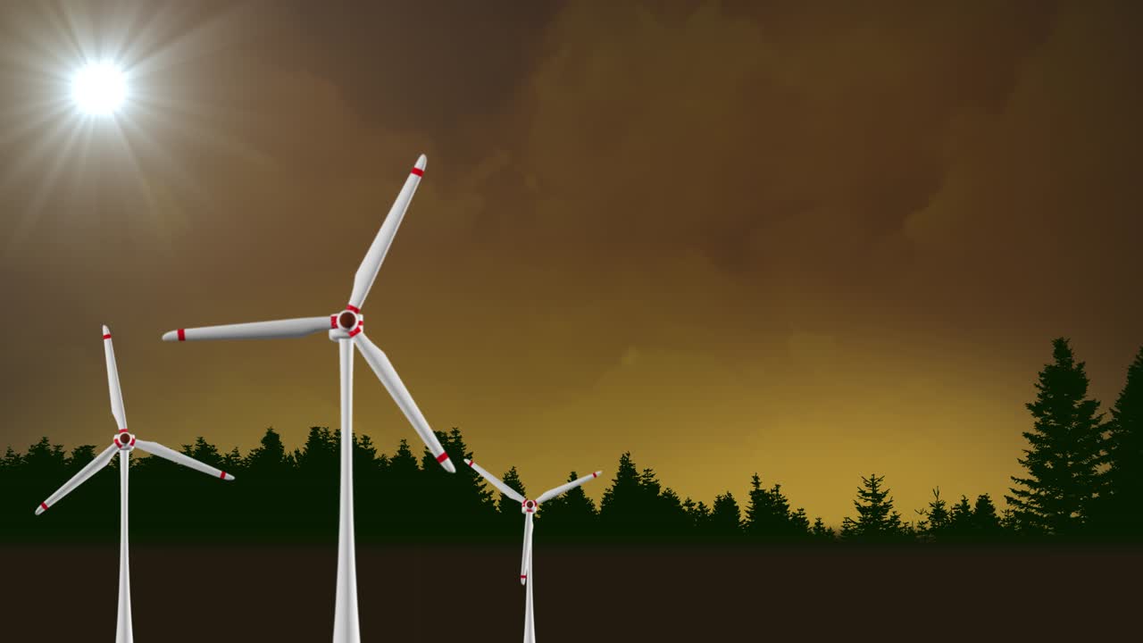 Wind turbines with the green screen background green screen energy wind mill energy wind power plant