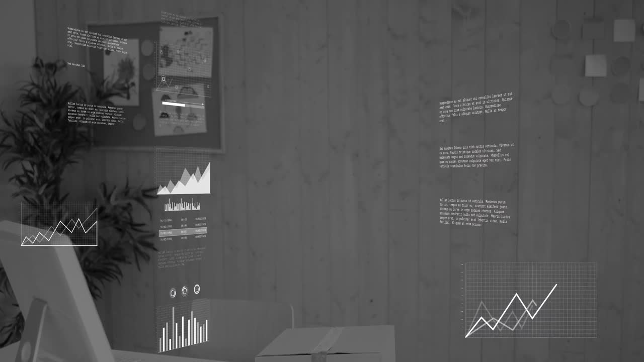 animación del procesamiento de datos estadísticos en el escritorio