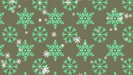 animation of snowflakes icons moving seamless pattern against grey background