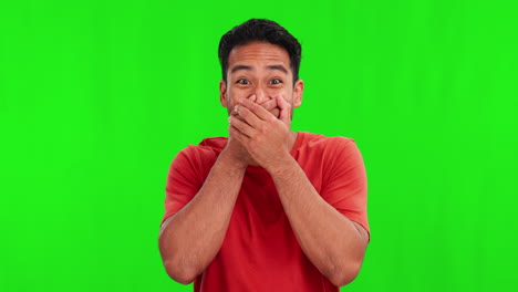 gossip, green screen or portrait of happy man