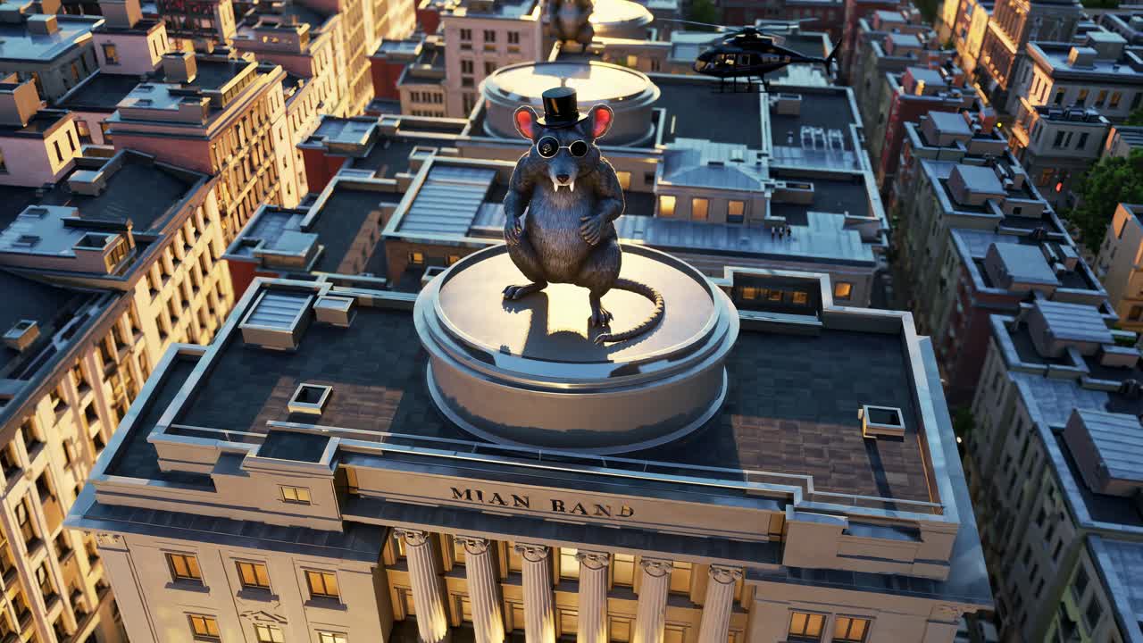 Rat on a Rooftop in a Cityscape