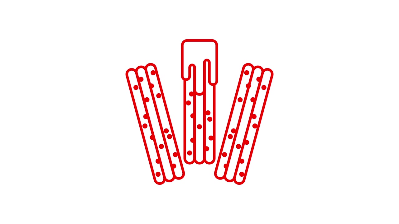 Lettera W rossa animata che si forma con punti su sfondo bianco