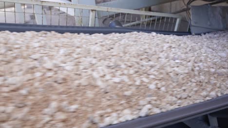 gravel and cement on a conveyor belt at a concrete factory