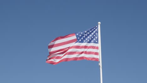 famous united states of america flag fabric against blue sky