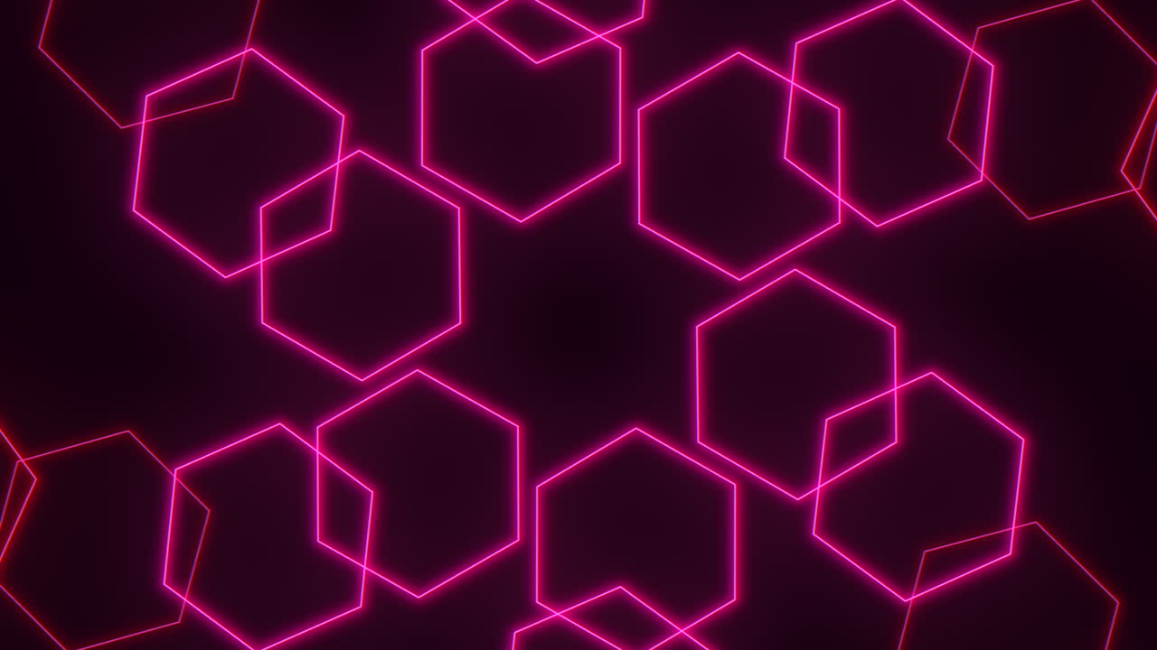 patrón hexagonal rosado radiante sobre un fondo oscuro
