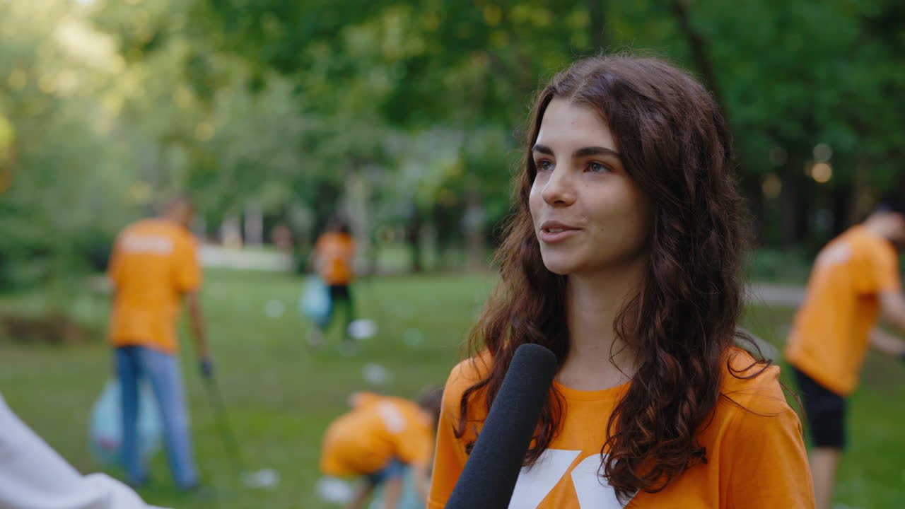 Volunteer interview during park cleanup