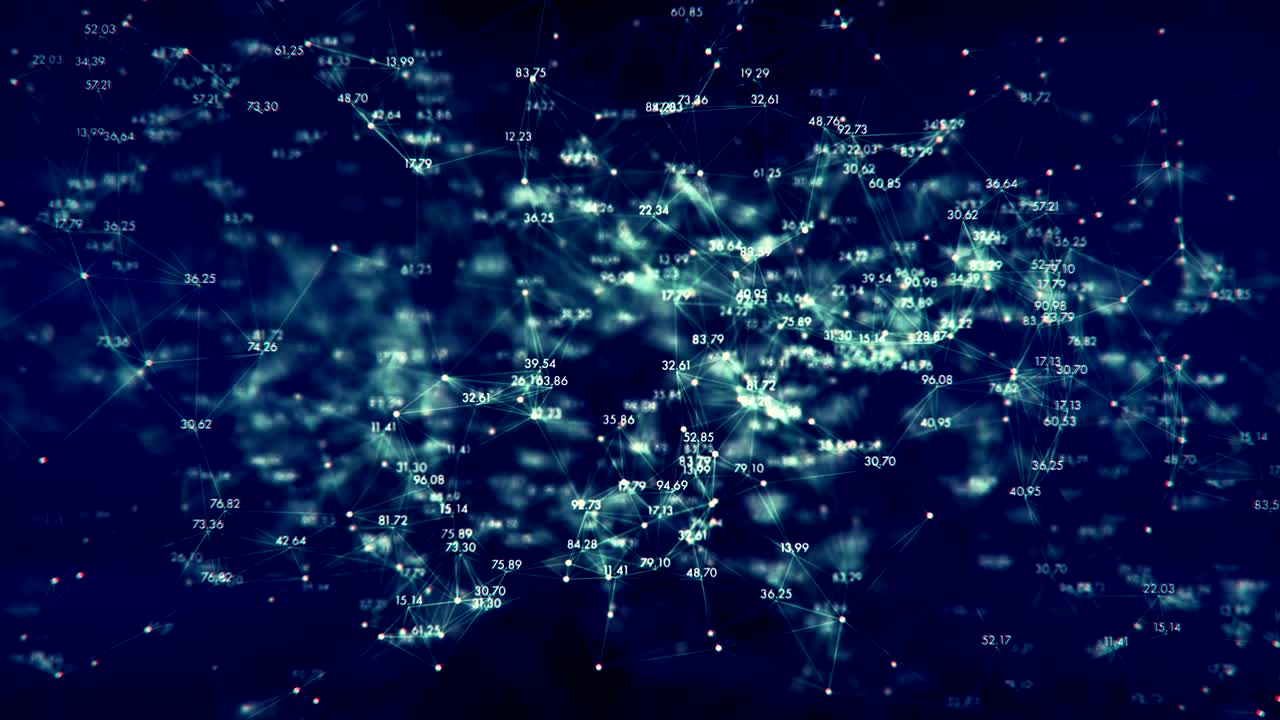 4K network of numbers and points.