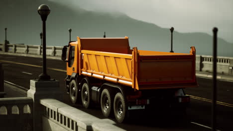 big lorry truck on the bridge