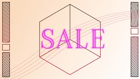 animation of massive sale over geometrical shapes on white background