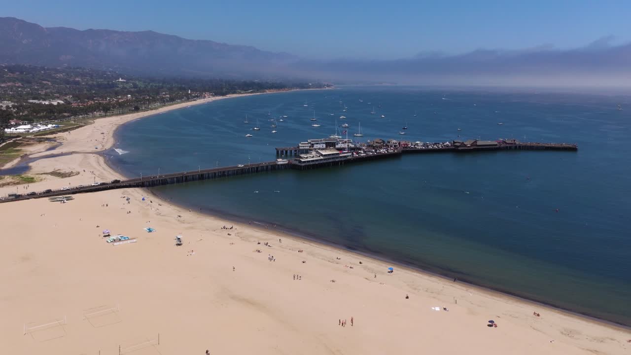 Aerial view of Santa Barbara Pier and Beach