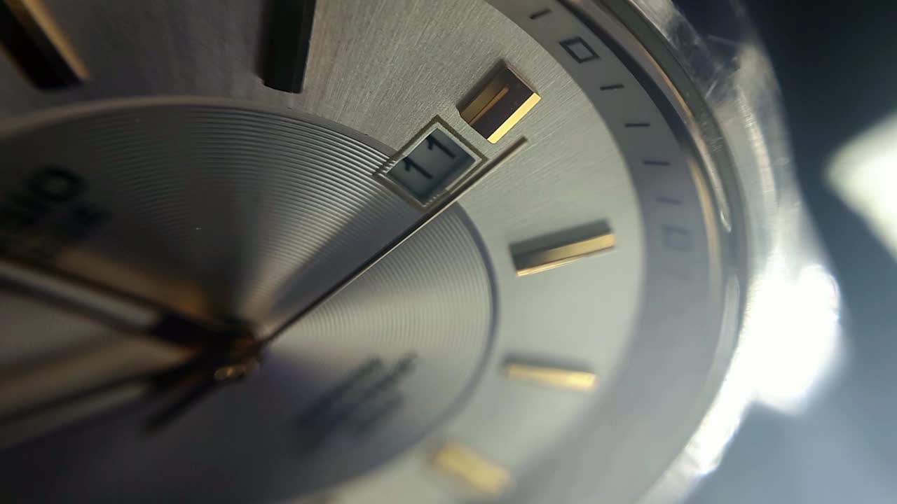 Extreme Close-Up View Of Men‘s Wristwatch Mechanical Clock