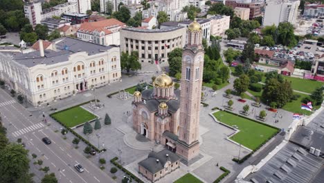 Luftaufnahme:-Orthodoxe-Christus-Erlöser-Kathedrale,-Banja-Luka,-Bosnien