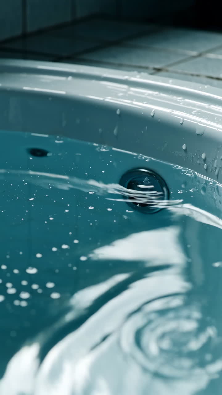 Close-up of Water with Ripples in a Bathtub