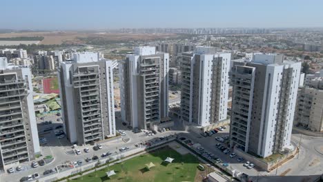 Flying-Above-The-New-Manhattan-Neighborhood-at-Southern-District-City-Netivot