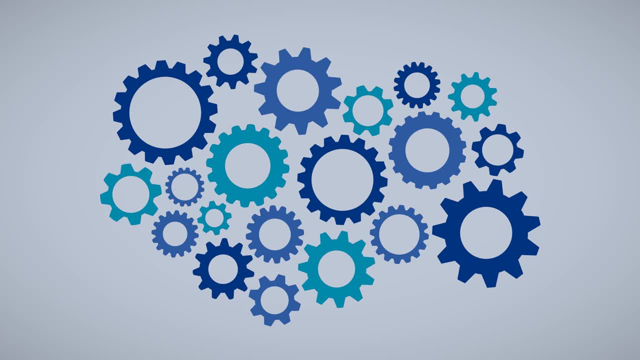 conjunto de ruedas giratorias que representan un mecanismo de organización - animación