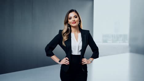 confident business woman in modern setting