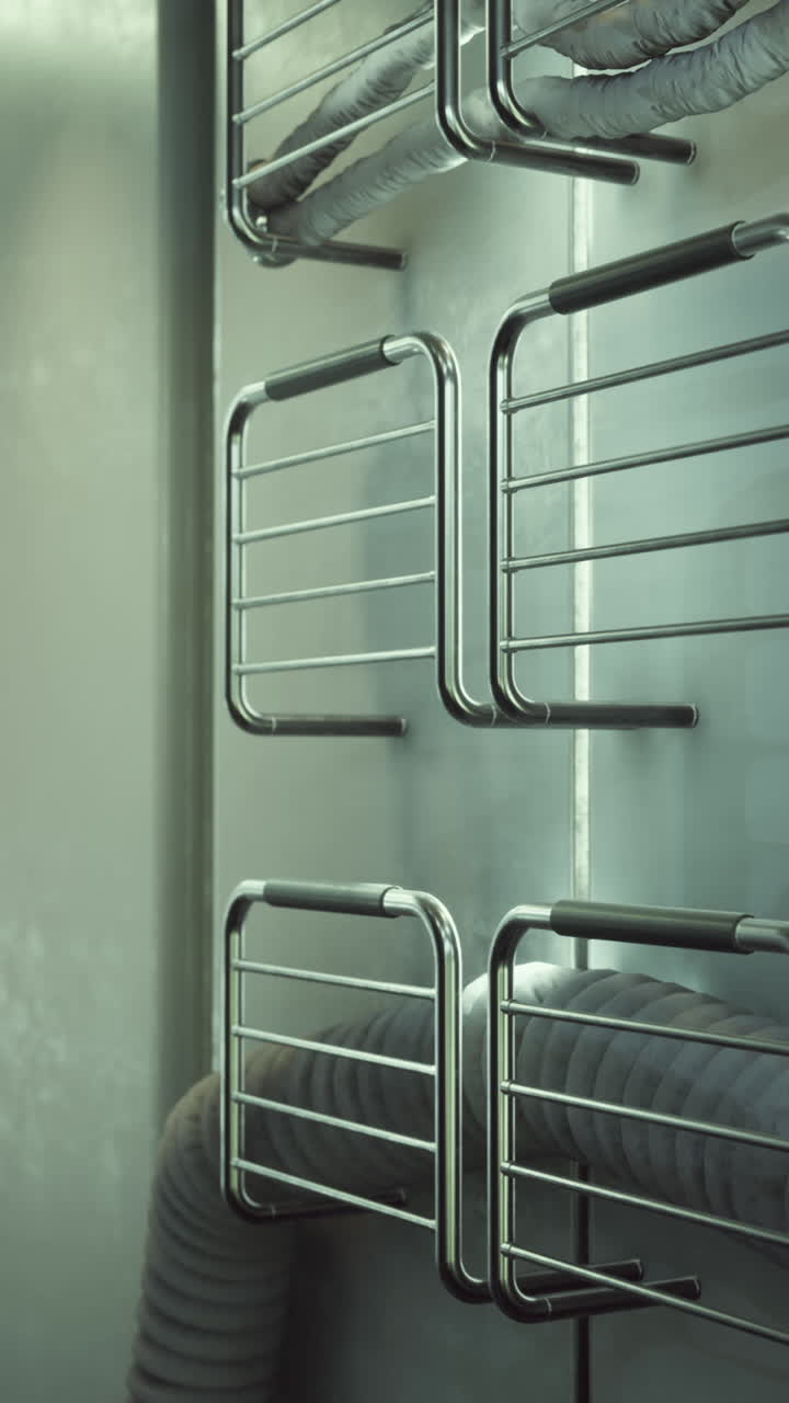 primer plano de respiraderos y conductos metálicos en un entorno industrial