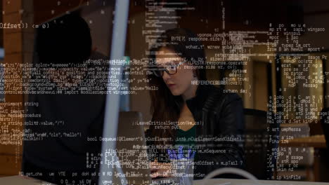 Data processing against woman using laptop