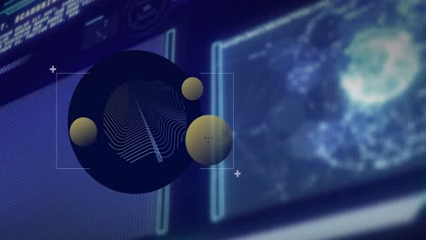 animation of shapes over data processing on black background