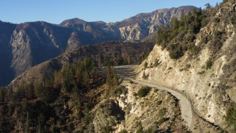 road in the san gabriel mountains aerial view of landscape, california