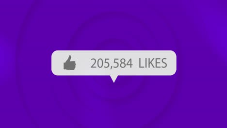 Thumbs-up-icon-and-increasing-likes-against-concentric-circles-on-blue-background