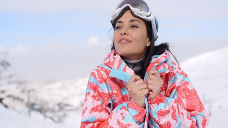 gorgeous young woman enjoying the winter view