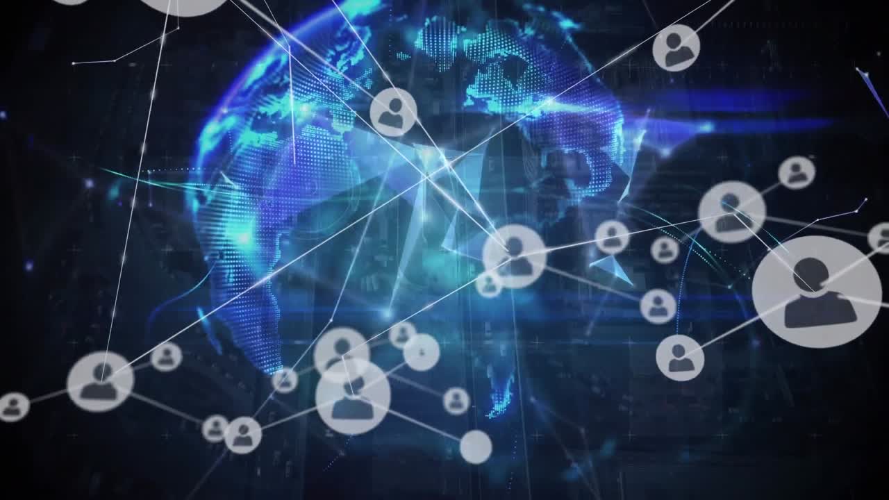 프로필 아이콘의 네트워크의 애니메이션, 도시 교통에 대한 플렉서스 네트워크의 회전 지구