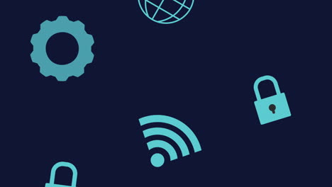 network security and global connectivity icons