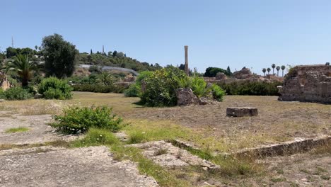 Baths-of-Antoninus-or-Baths-of-Carthage,-the-remains-of-an-Archaeological-site-of-Carthage,-Tunisia