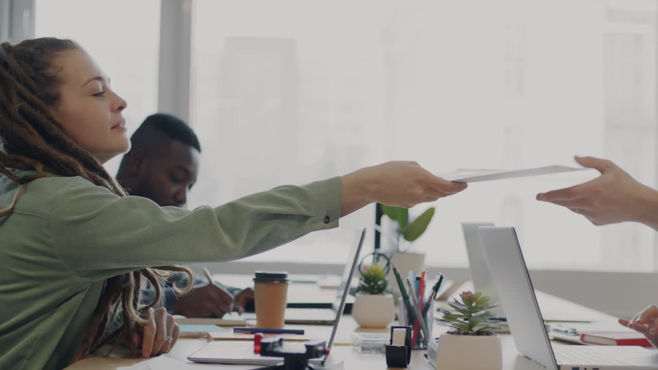 Coworkers collaborating in a modern office setting