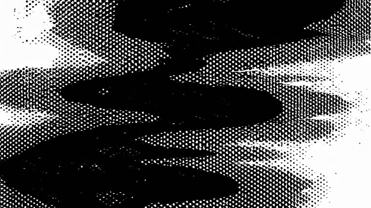 Abstract black and white pattern with wavy, dotted textures