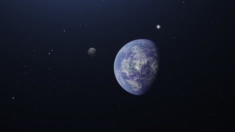 la tierra y la luna se mueven en la oscuridad del espacio