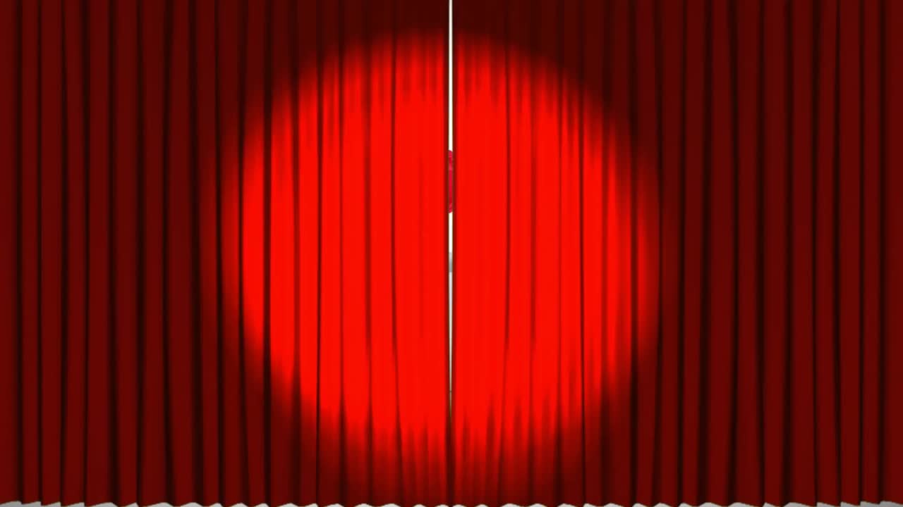 발렌타인 선물을 드러내는 극장 커튼