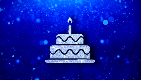 birthday cake icon blinking glitter glowing shine particles.