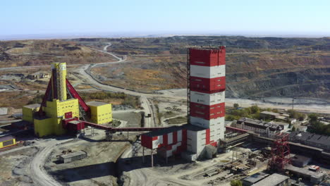 aerial view of a mining quarry and processing plant