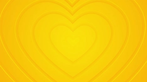 light sunny yellow hearts move from center. 4k seamless looped animated background.