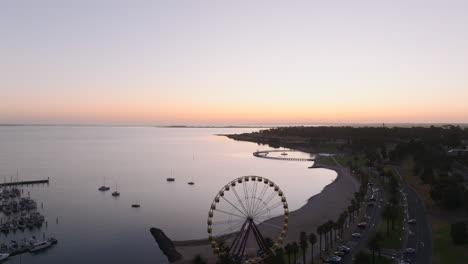 aerial early morning dawn light over geelong, australia