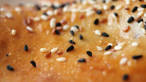 close-up of sesame seed topped bread