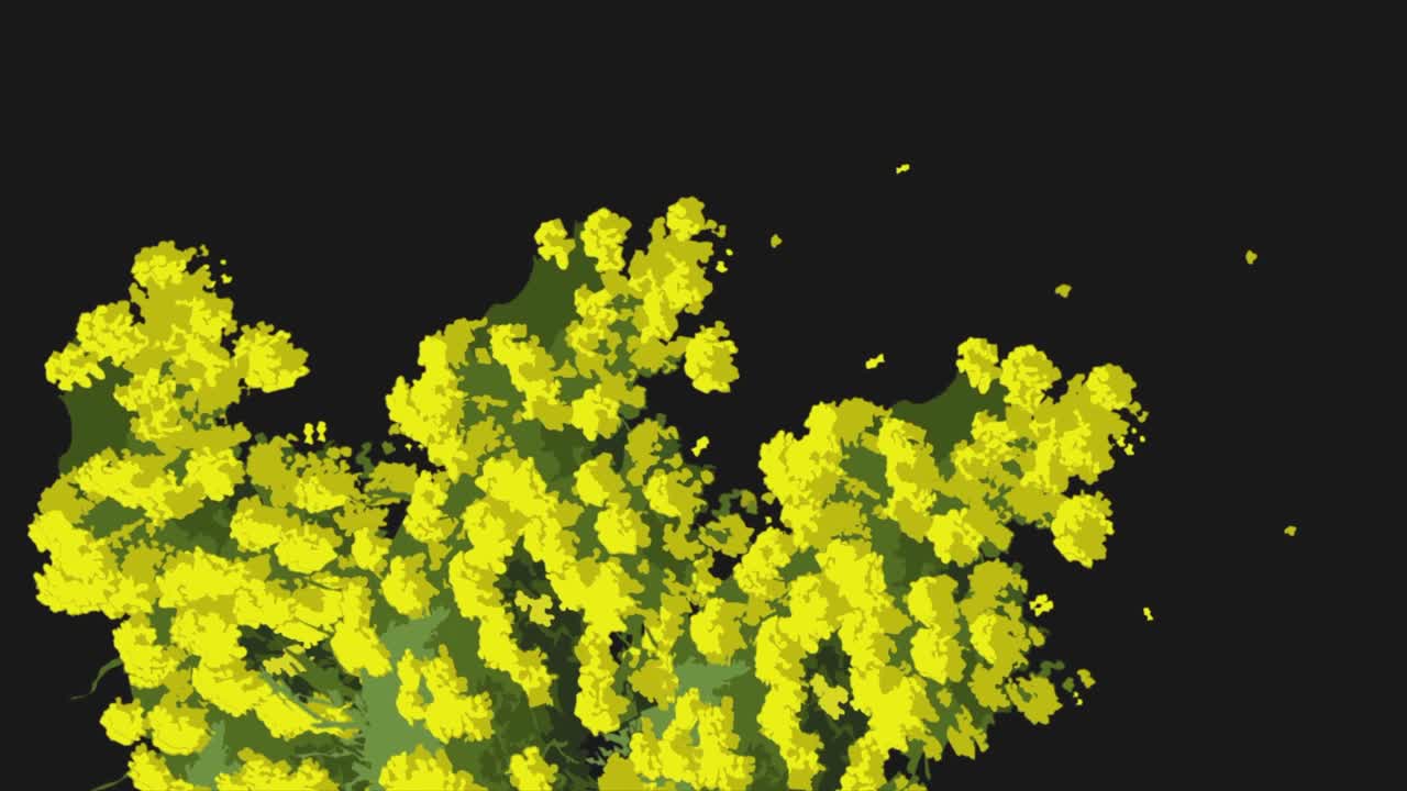 검은 바탕에 노란 꽃