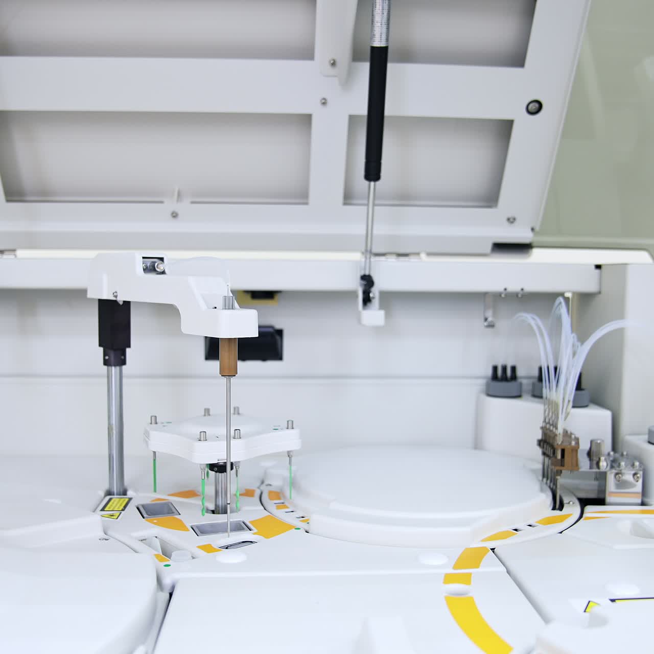 New advanced technology equipment work in modern science laboratory. Some parts of apparatus move periodically