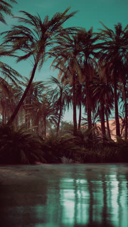 palm trees in a tropical oasis