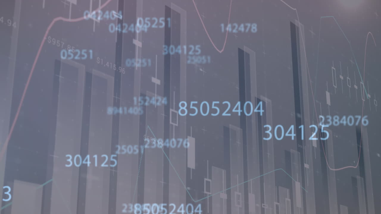 múltiples números que cambian frente al procesamiento de datos financieros sobre un fondo gris