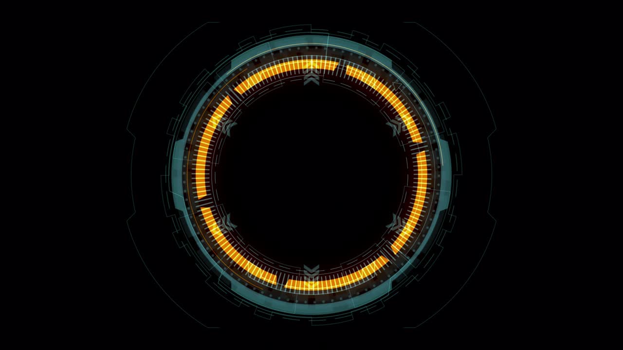 Motion graphic of Blue circle rotation with head up display ( HUD UI ) technology interface and futuristic elements abstract background alpha channel included