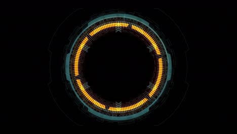 gráfico de movimiento de rotación de círculo azul con pantalla de cabeza hacia arriba ( hud ui ) interfaz de tecnología y elementos futuristas fondo abstracto canal alfa incluido