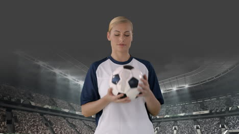 female football player playing with ball