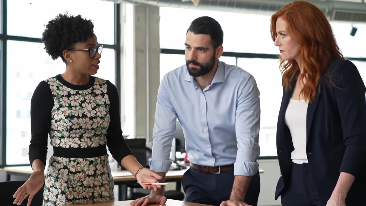 A Dynamic Team Discusses Strategy in a Modern Office Setting, Showcasing Collaboration and Professional Engagement among Colleagues