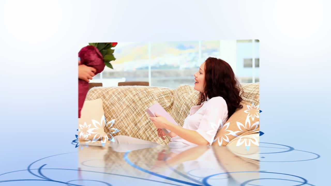 꽃을 받는 여성들의 애니메이션