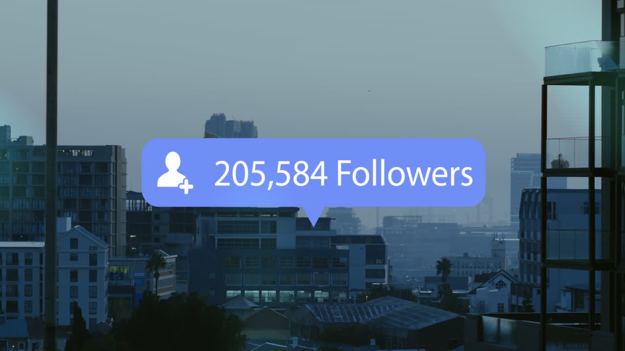 Animation of social media data processing over cityscape