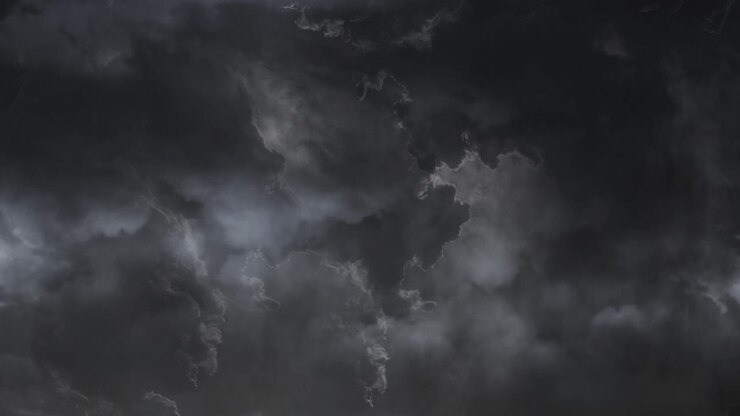 thunderstorm, Menacing stormy dark clouds thunderbolts and lightnings